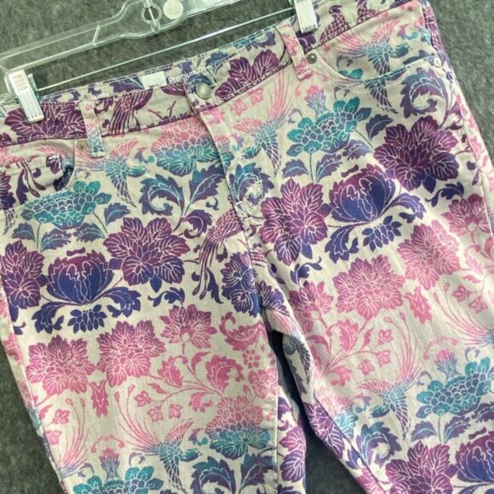 Mossimo women's no size tag XL-XXL skinny ombré floral phoenix‎ jeans
